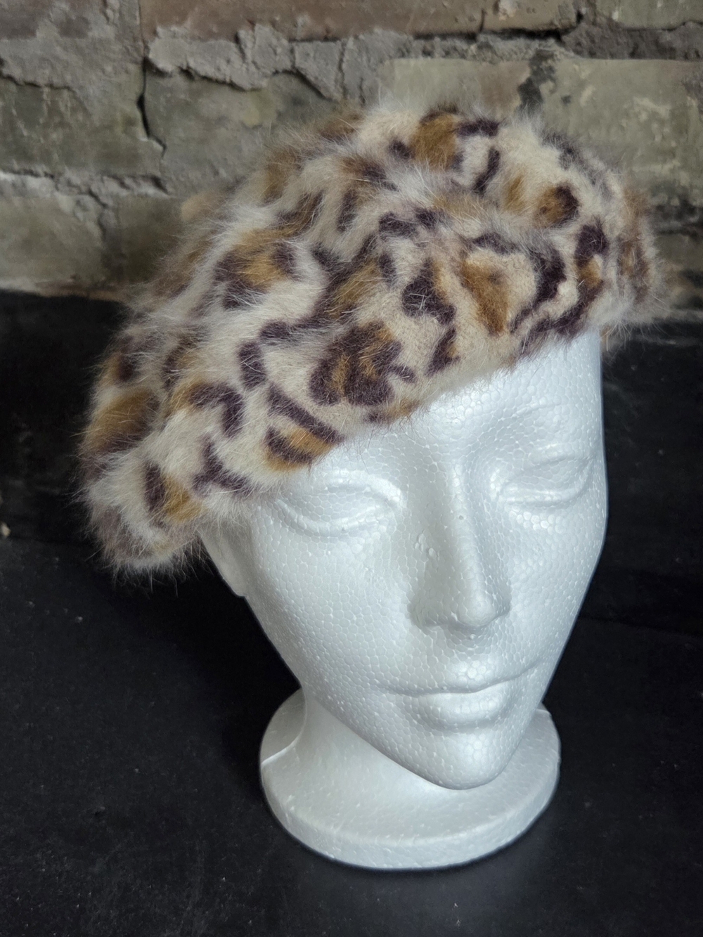 Free People Leopard Print Angora Wool Blend Beret